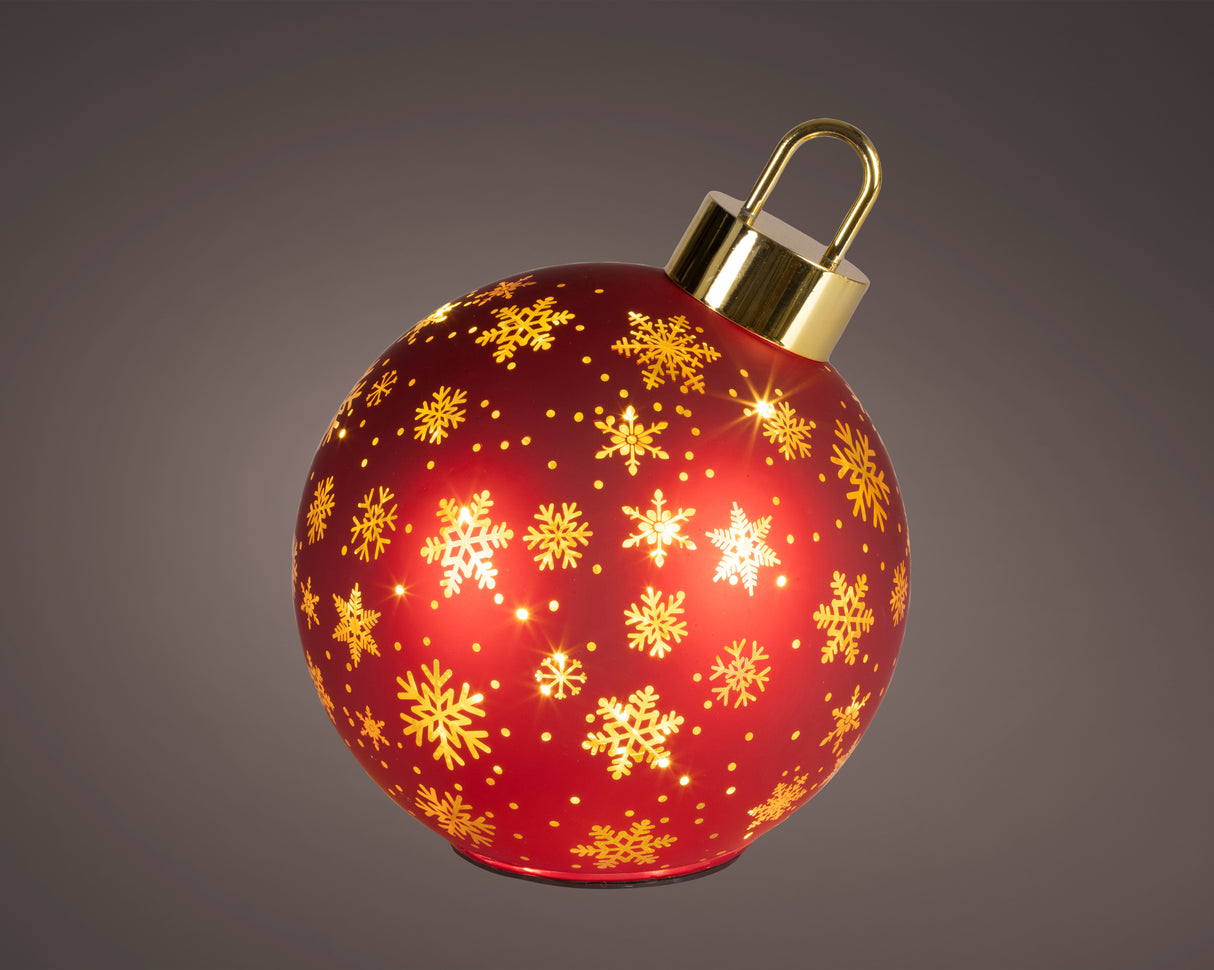 Lumineo 23cm LED Rotating Bauble Decoration - Warm White - Red - 481532