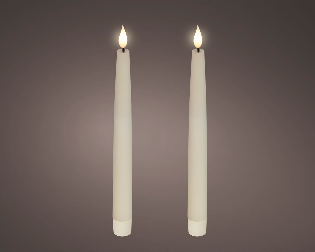 Lumineo 24.5cm LED Realistic Dinner Candles - Cream - (Set of 2) -  480471