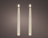 Lumineo 24.5cm LED Realistic Dinner Candles - Cream - (Set of 2) -  480471
