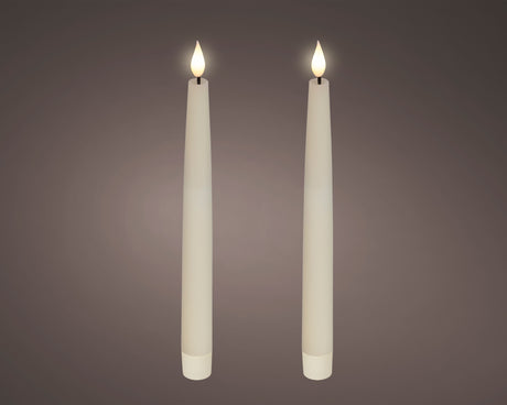Lumineo 24.5cm LED Realistic Dinner Candles - Cream - (Set of 2) -  480471
