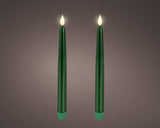 Lumineo 24.5cm LED Realistic Dinner Candles - Green - (Set of 2) - 480524