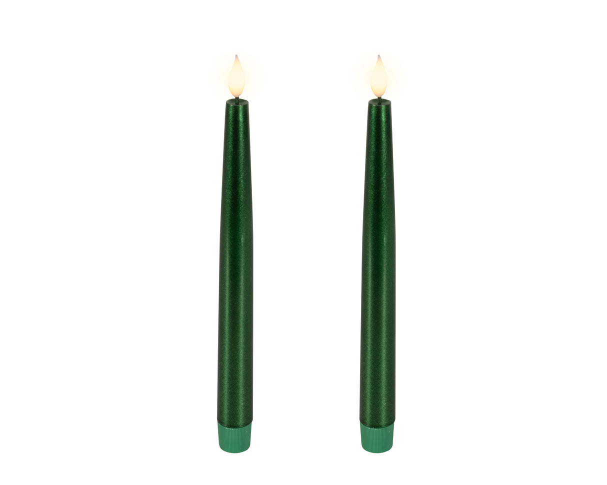 Lumineo 24.5cm LED Realistic Dinner Candles - Green - (Set of 2) - 480524