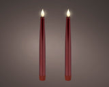 Lumineo 24.5cm LED Realistic Dinner Candles - Red - (Set of 2) - 480517