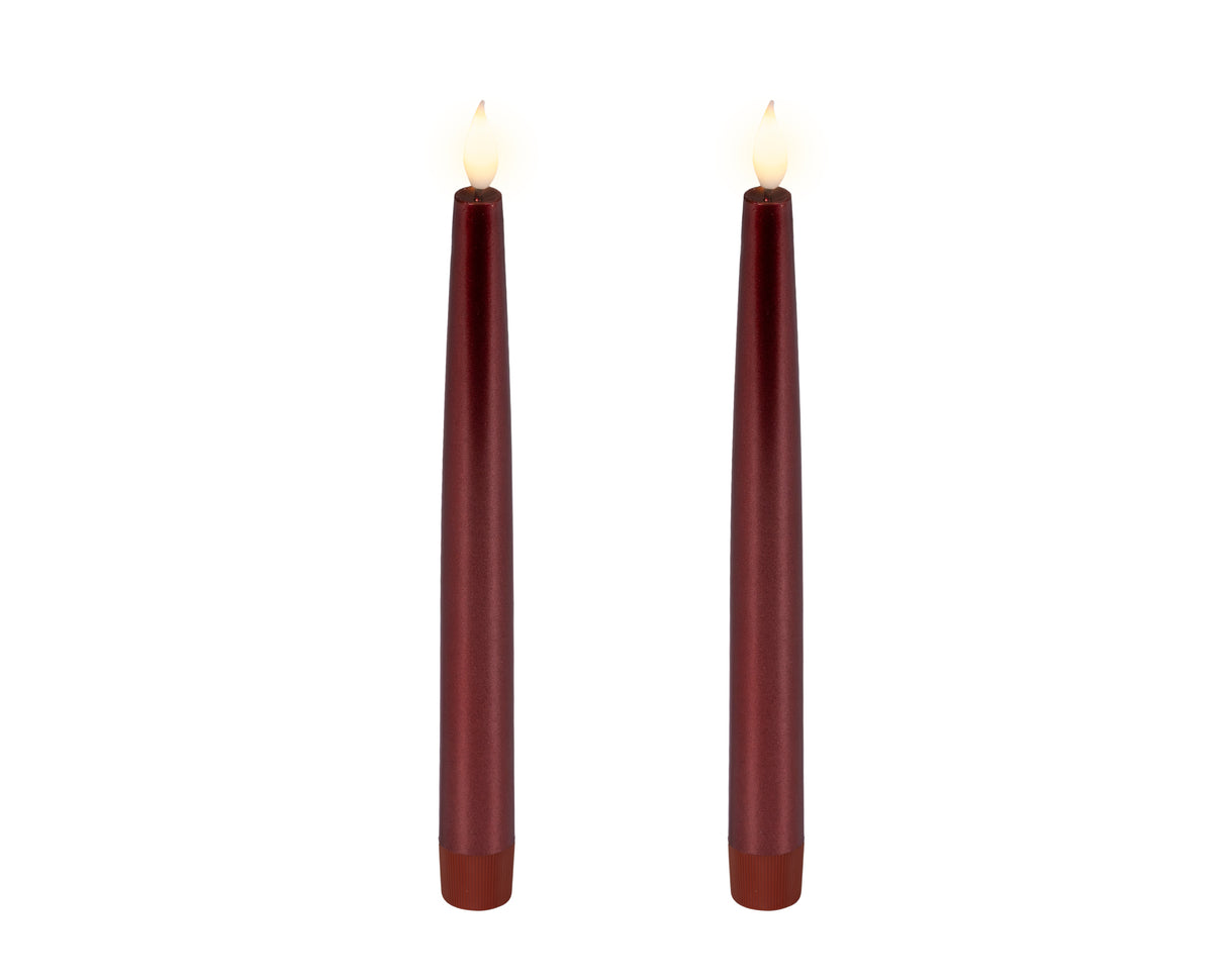 Lumineo 24.5cm LED Realistic Dinner Candles - Red - (Set of 2) - 480517