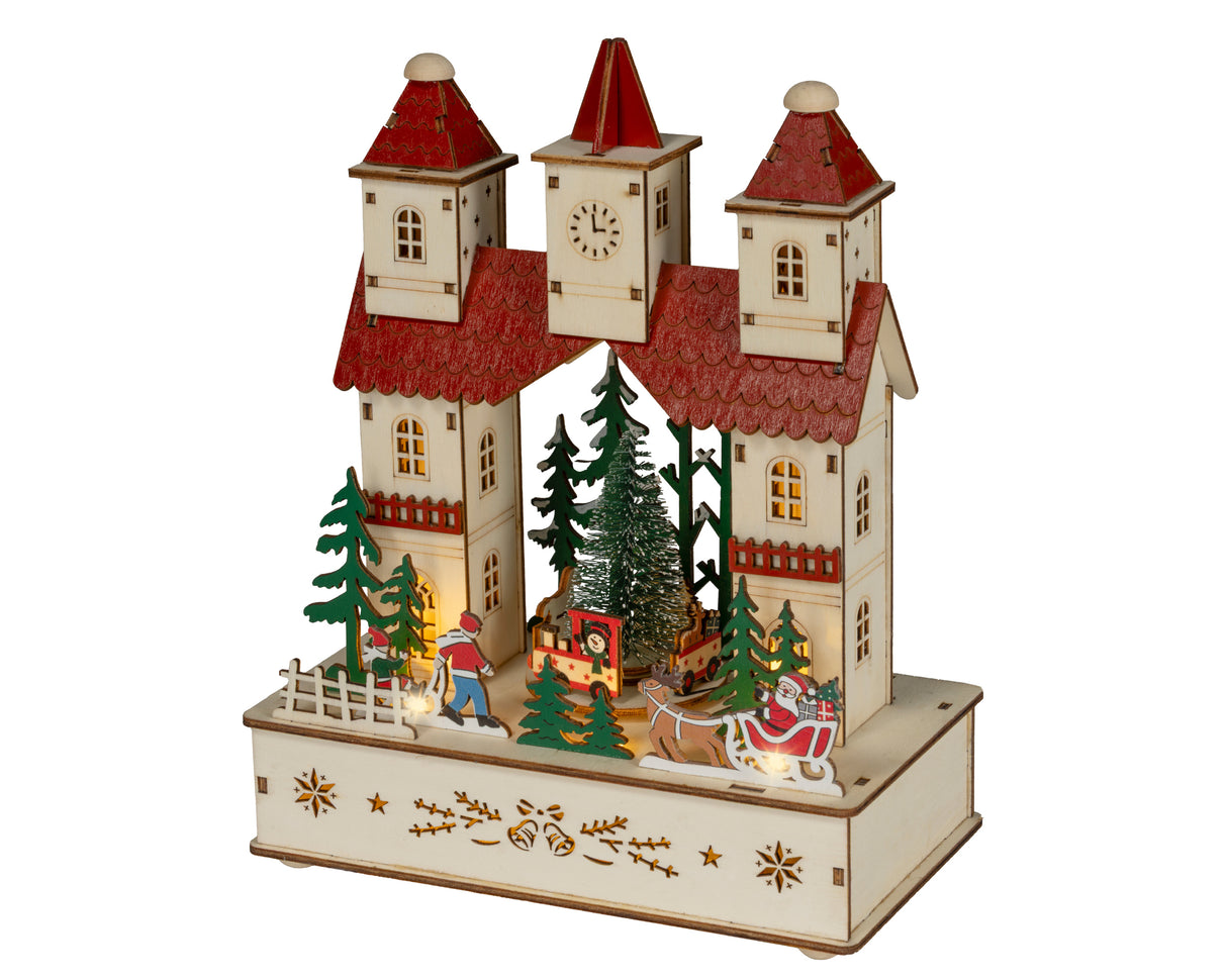 Lumineo 25.5cm Church LED Wooden Christmas Village Silhouette - 487364