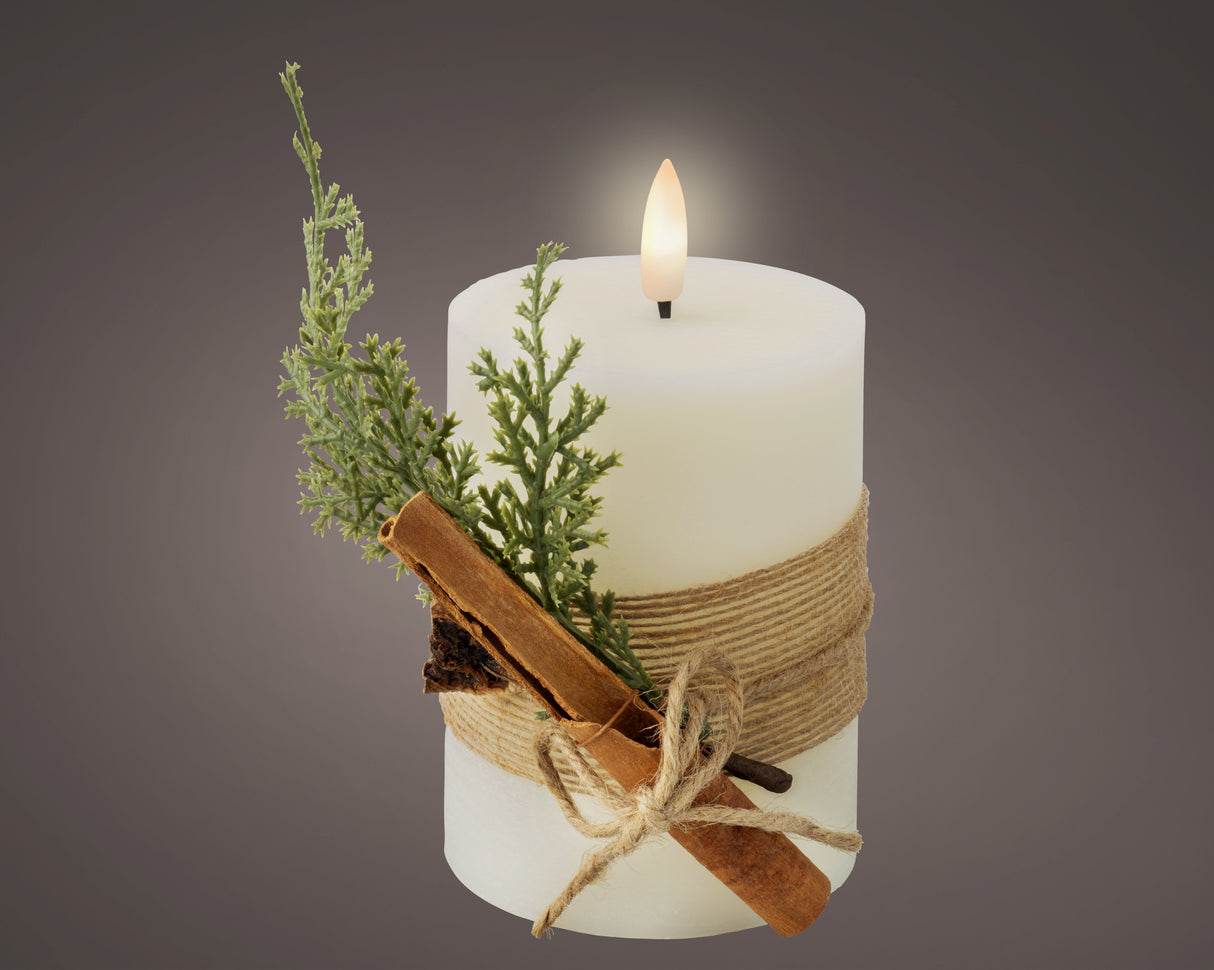 Lumineo 13cm LED Christmas Wrap Wax Candle - Cream - 487515
