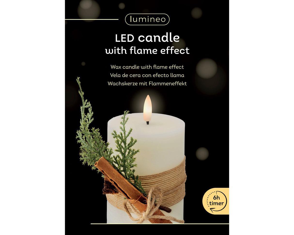 Lumineo 13cm LED Christmas Wrap Wax Candle - Cream - 487515