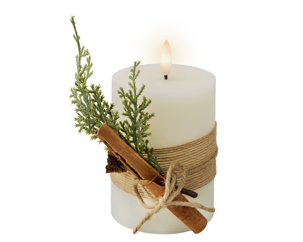 Lumineo 13cm LED Christmas Wrap Wax Candle - Cream - 487515