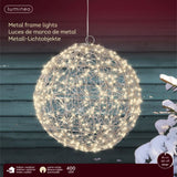 Lumineo 28cm Warm White LED Lit Metal Frame Ball Decoration