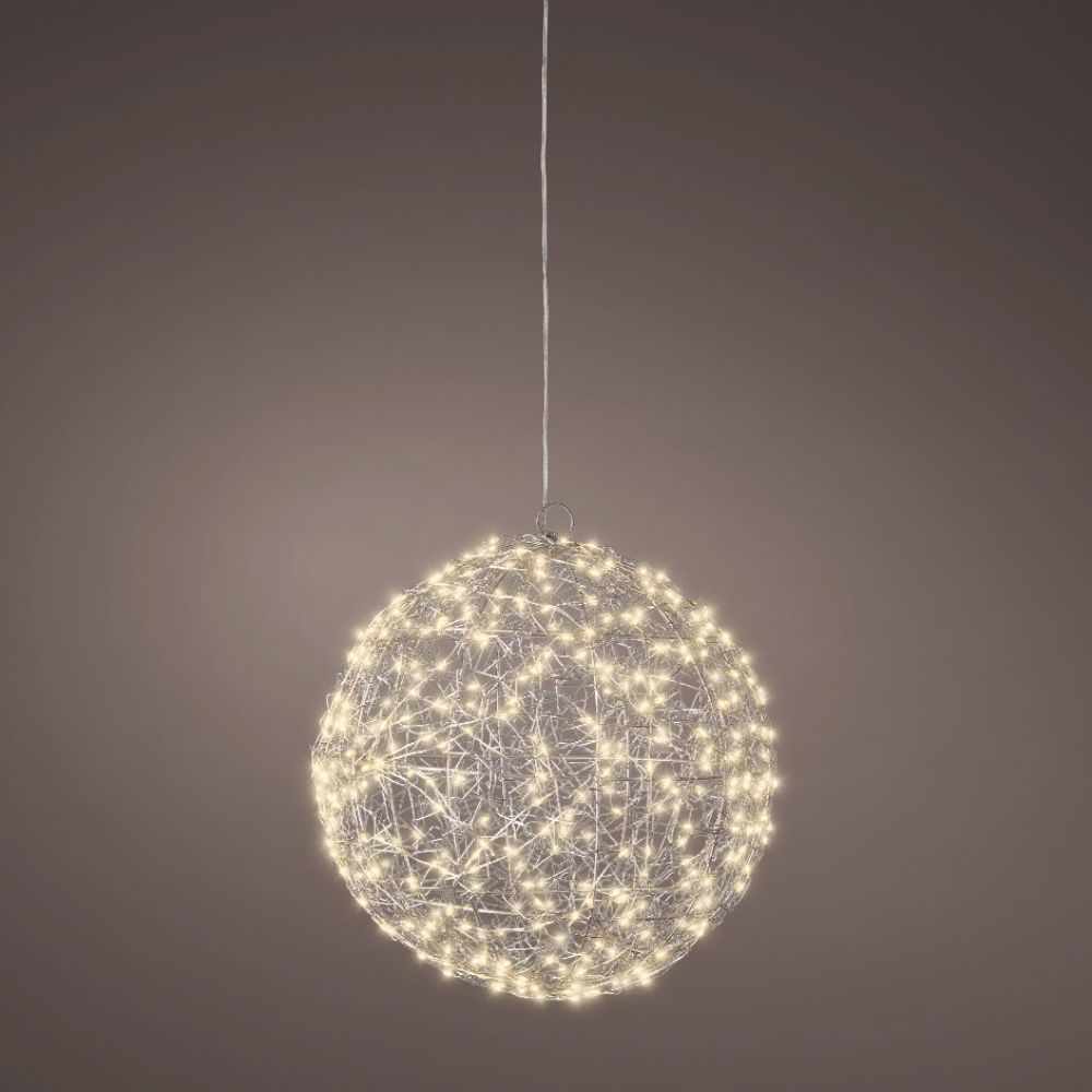 Lumineo 28cm Warm White LED Lit Metal Frame Ball Decoration