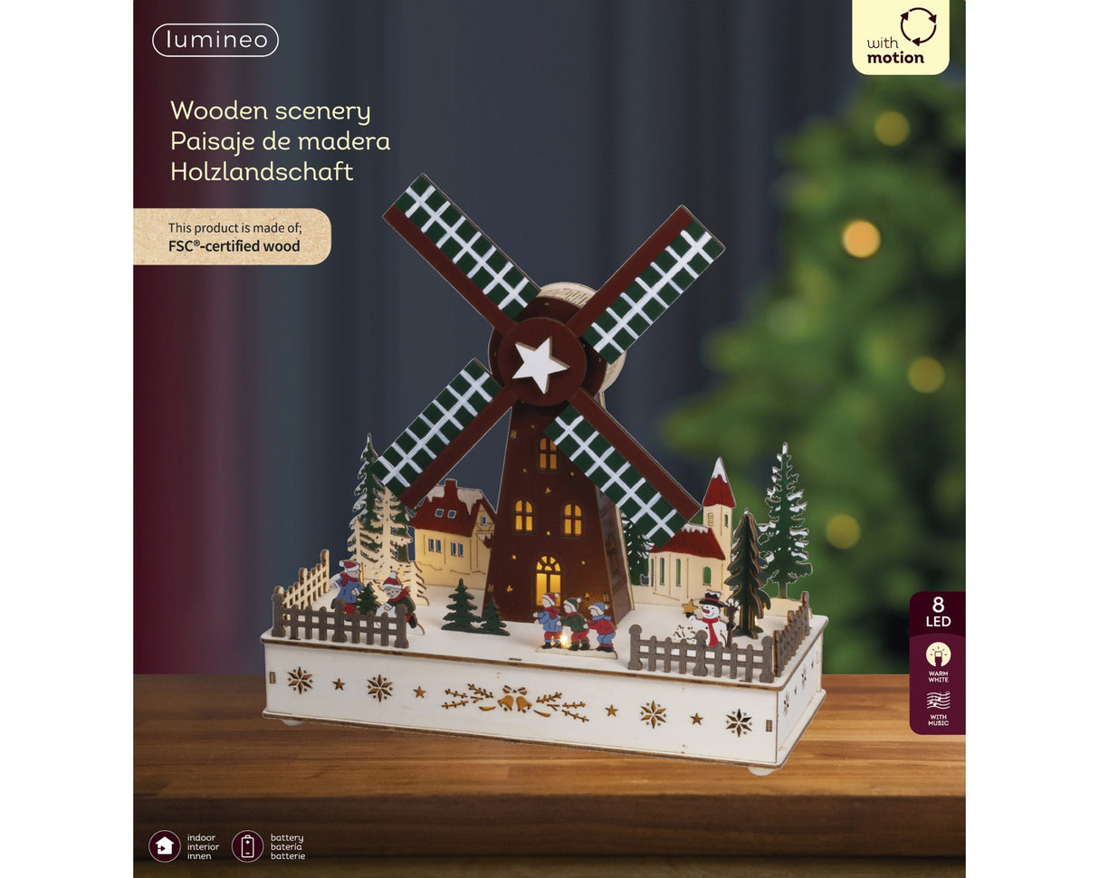 Lumineo 29.5cm LED Wooden Windmill Silhouette - 489614