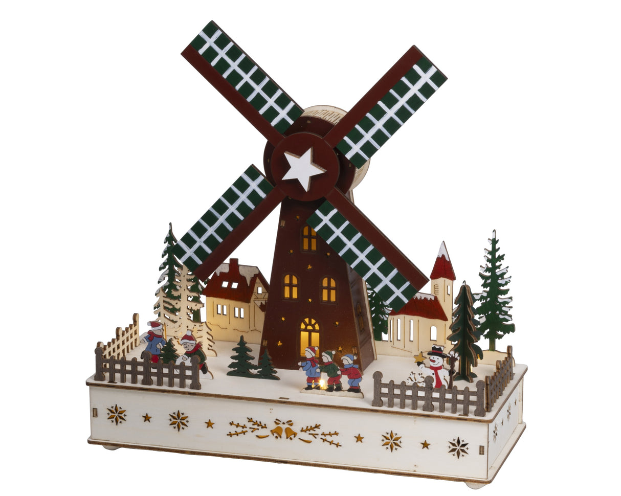 Lumineo 29.5cm LED Wooden Windmill Silhouette - 489614