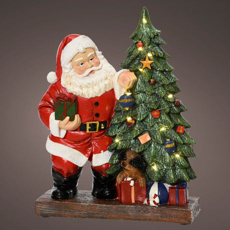 Lumineo 29cm Micro LED Polyresin Santa Ornament