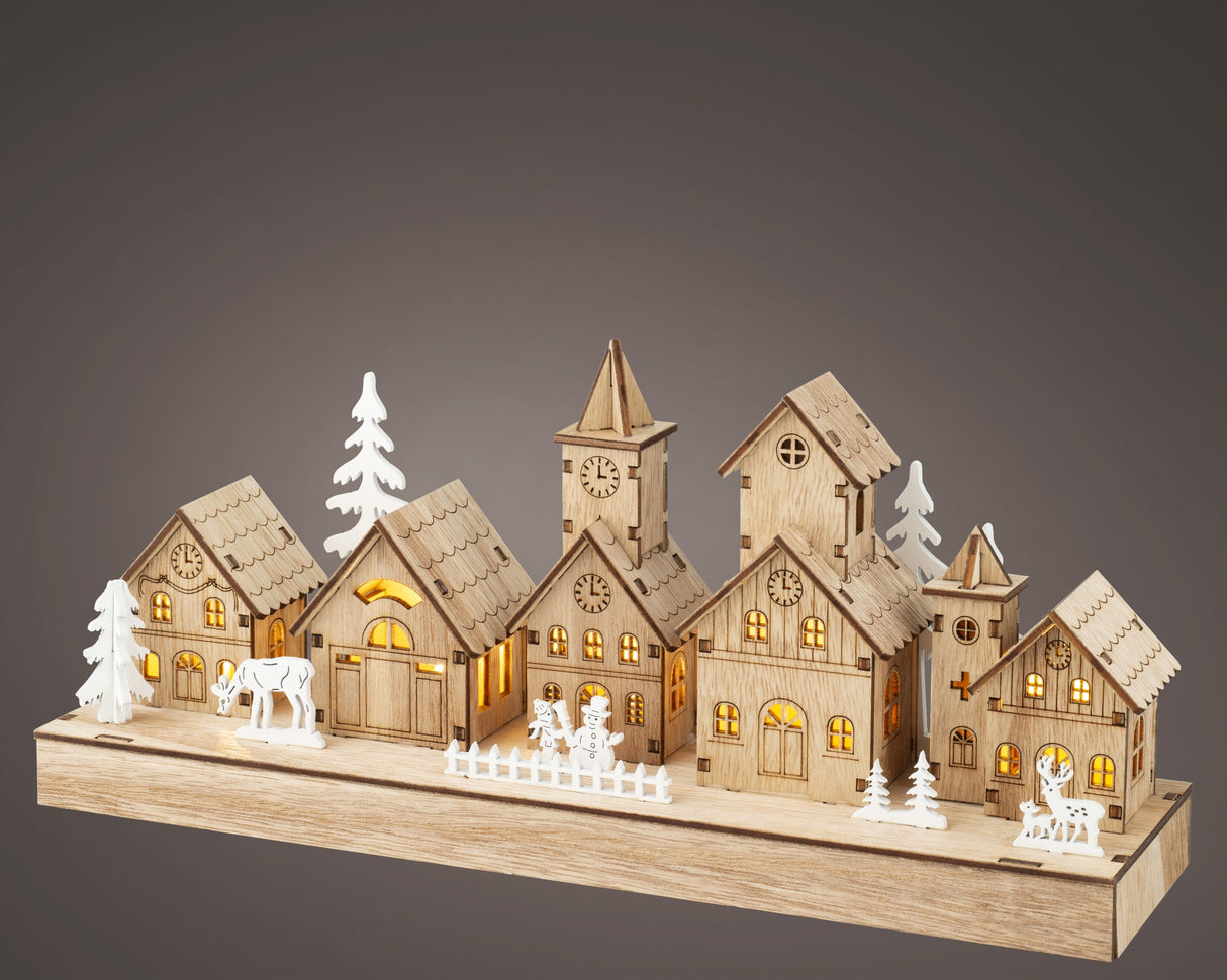 Lumineo 30cm LED Wooden Christmas Town Silhouette - 487754