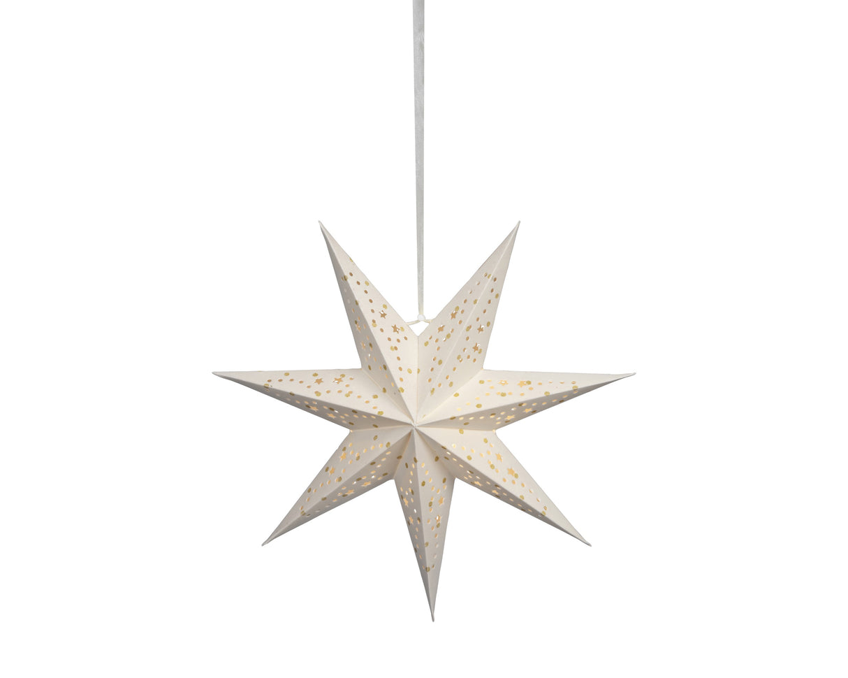 Lumineo 38cm LED Paper Star Hanging Decoration - White - Warm White - 489426