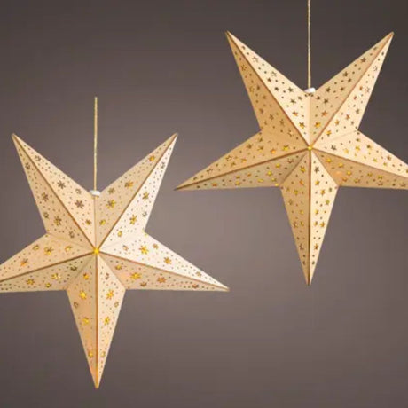 Lumineo 40cm Warm White LED Wooden Star (Choice of 2)