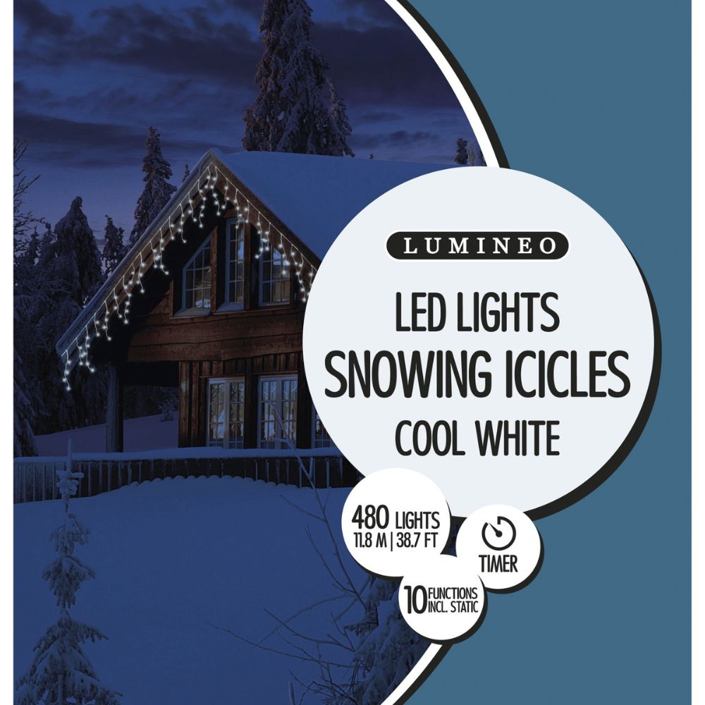 Lumineo 480 Cool White LED Snowing Effect Icicle Lights (11.8m)