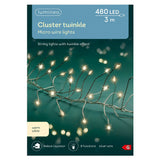 Lumineo 480 Warm White LED Cluster Micro Wire Lights (3m) - Silver Cable