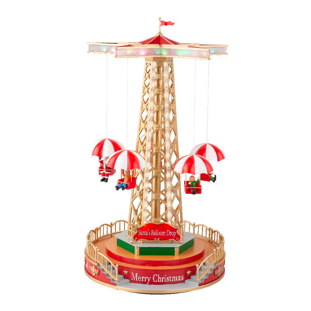 Lumineo 49cm Christmas Village Parachute Ride Fair Scene