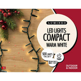 Lumineo 500 LED Warm White Indoor & Outdoor Compact Christmas Lights (11m)
