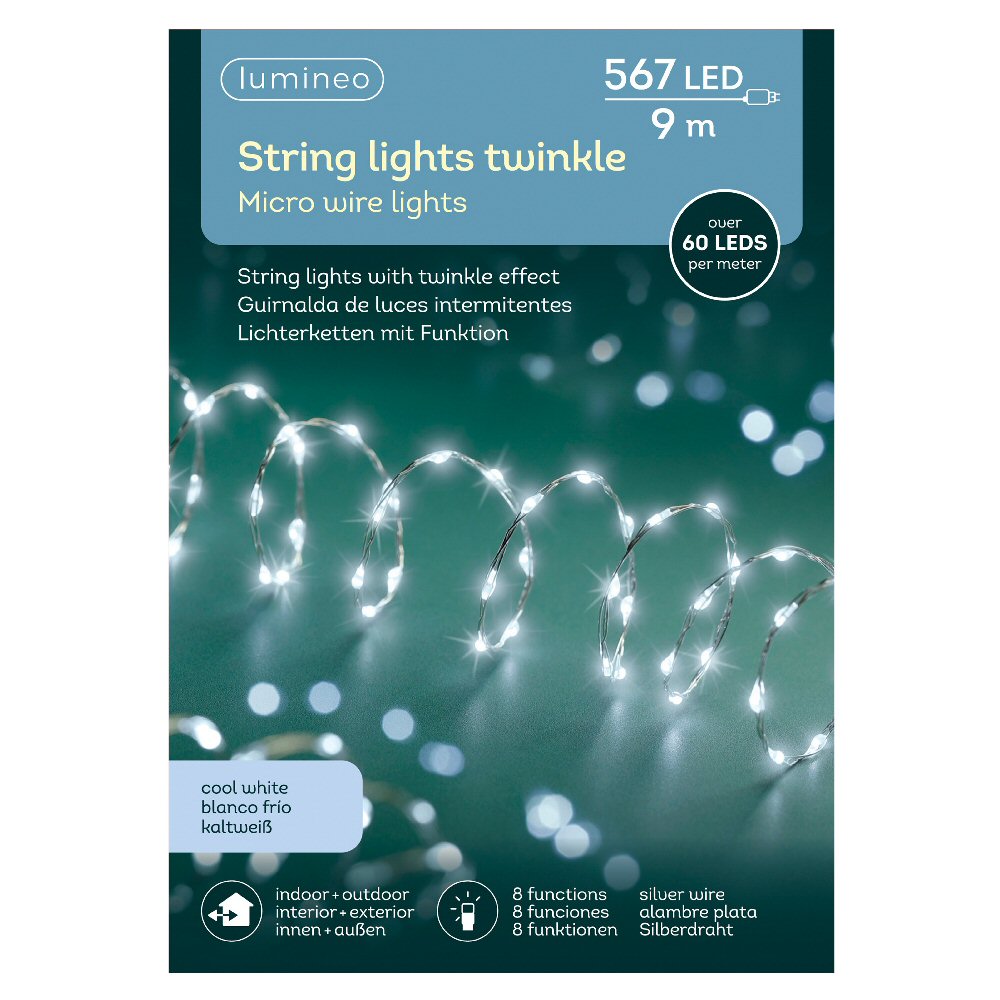 Lumineo 567 Cool White LED Extra Dense Micro Wire Lights (9m)