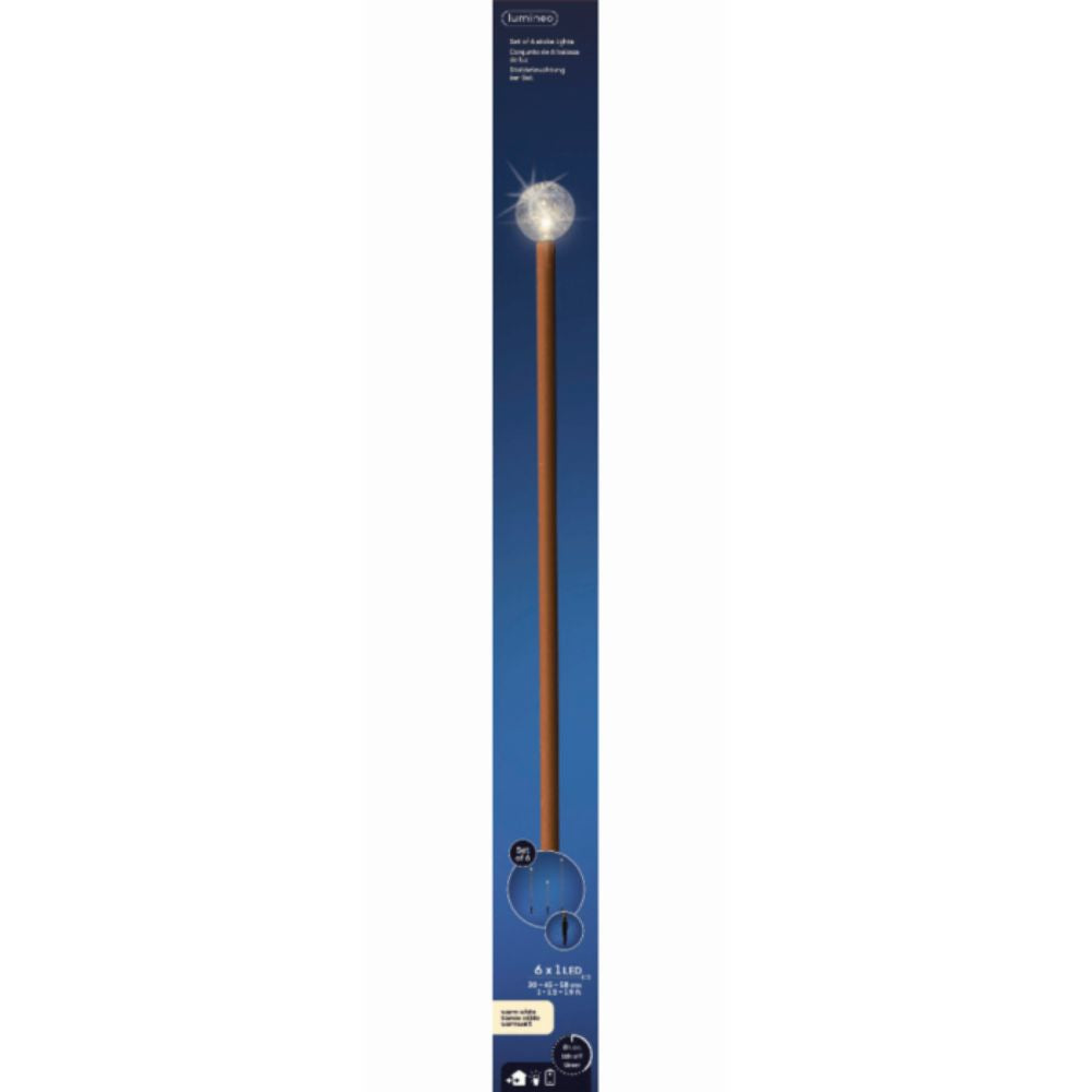 Lumineo 58cm Rust Battery Operated LED Globe Stake Light