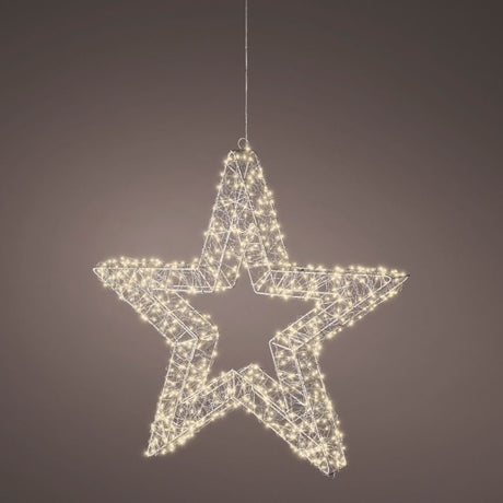 Lumineo 58cm Warm White LED Lit Silver Metal Frame Star Decoration