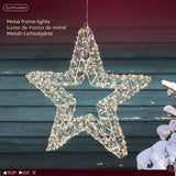 Lumineo 58cm Warm White LED Lit Silver Metal Frame Star Decoration