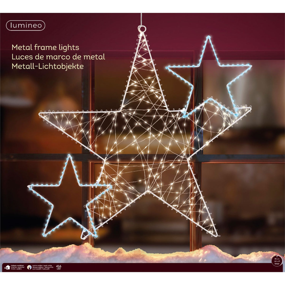Lumineo 60cm Star Metal Frame Light with Micro LEDs