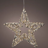 Lumineo 60cm Warm White LED Lit Gold Metal Frame Star Decoration