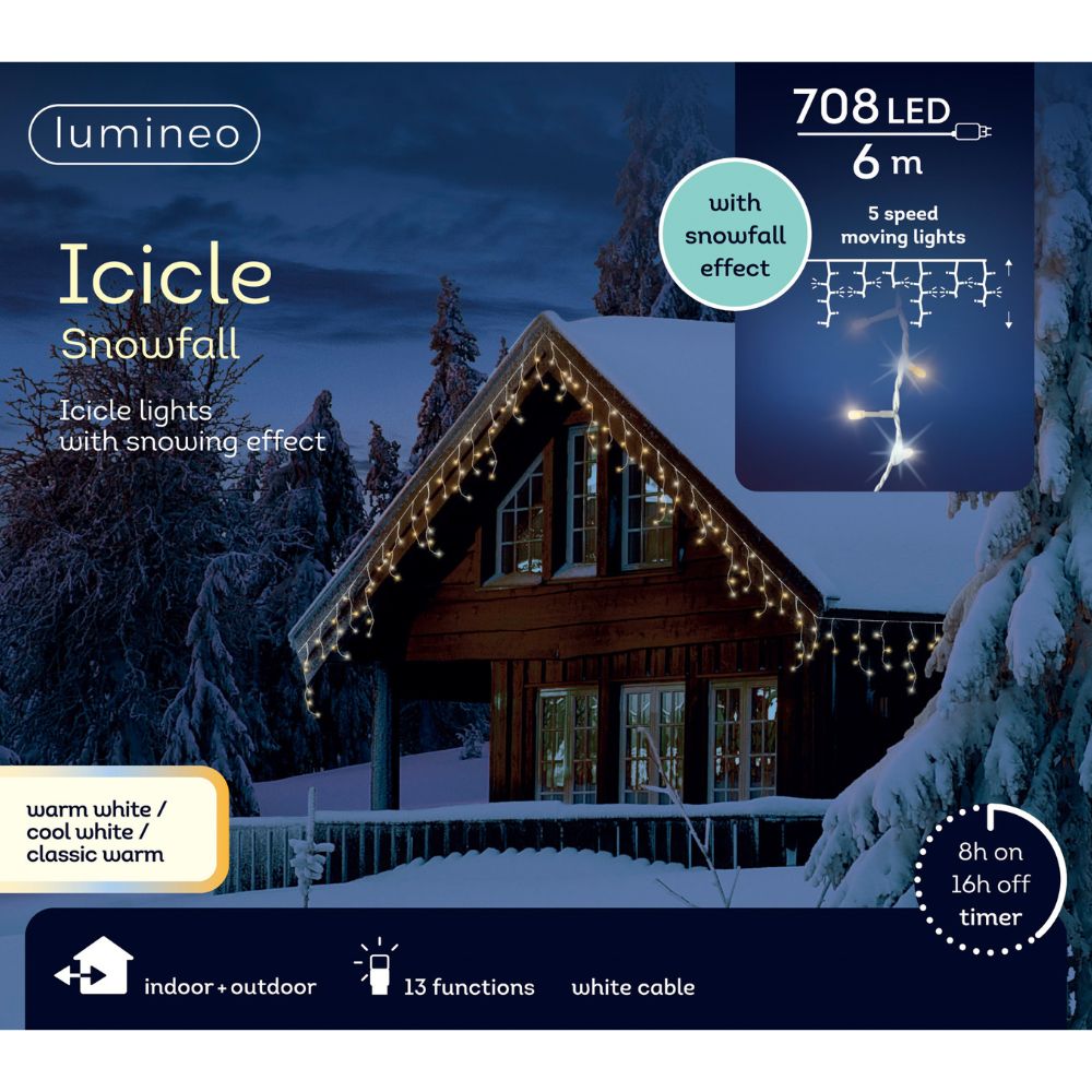 Lumineo 708 LED Warm White Icicle Outdoor Twinkle Lights