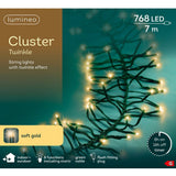 Lumineo 768 Soft Gold LED Twinkle Cluster Christmas Lights (7m)