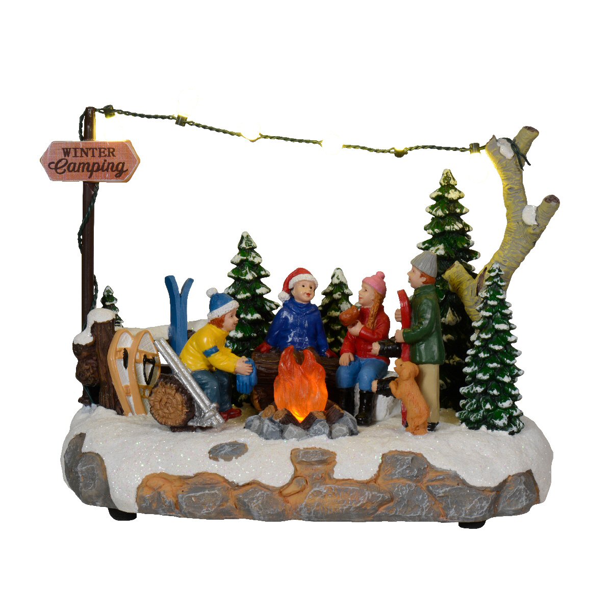 Lumineo 21cm Christmas Village Winter Campfire Scene