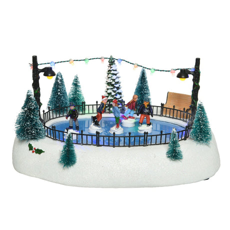 Lumineo Christmas Village 27cm LED Moving Ice Skating Scene