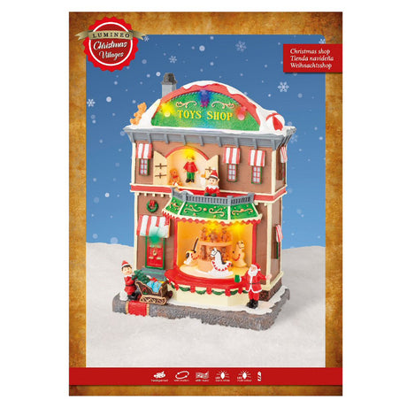 Lumineo 29cm LED Toys Shop Christmas Village Building