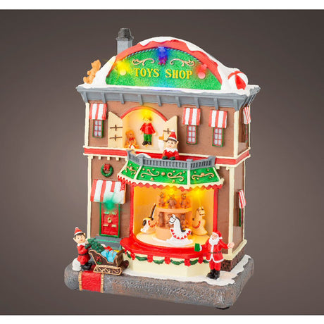Lumineo 29cm LED Toys Shop Christmas Village Building