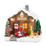 Lumineo 14cm Christmas Village Ski Rescue Hut Scene - Battery Operated