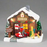 Lumineo 14cm Christmas Village Ski Rescue Hut Scene - Battery Operated
