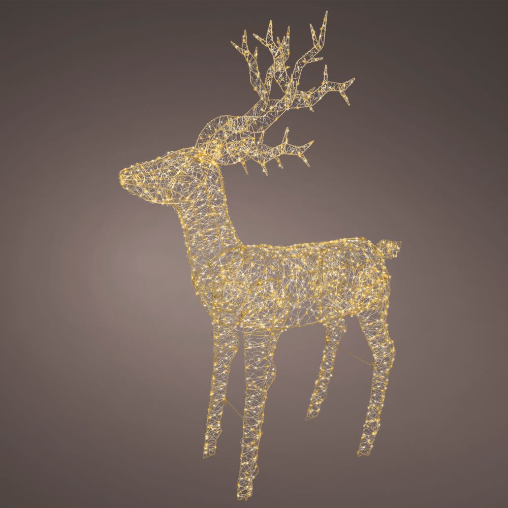 Lumineo 162cm Warm White Twist Frame Outdoor Reindeer - 1500 Micro LED