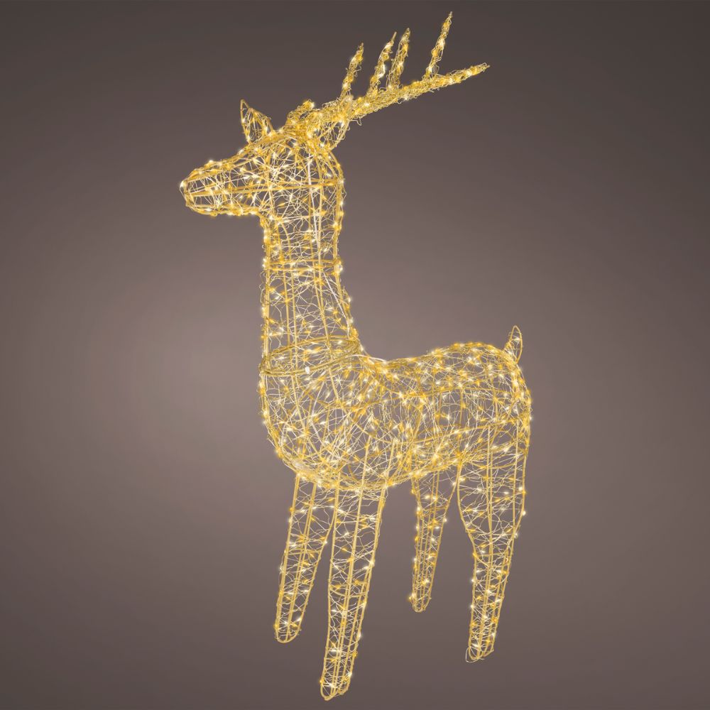 Lumineo 104cm Warm White Twist Frame Outdoor Reindeer - 800 Micro LED