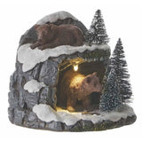 Luville 10cm Christmas Village Bear Cave Scene -  Battery Operated