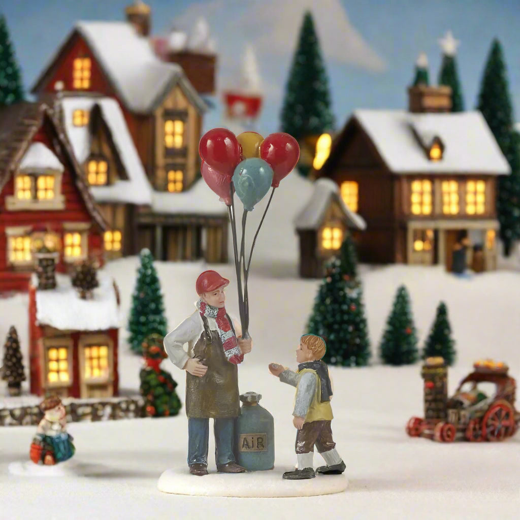 Luville 12cm Christmas Village Figures Fair Ground Balloons