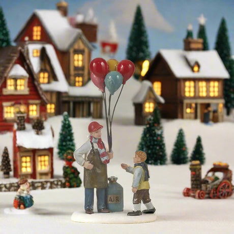 Luville 12cm Christmas Village Figures Fair Ground Balloons