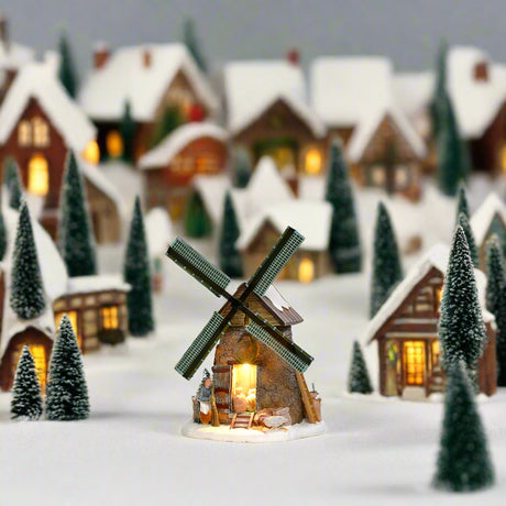 Luville 20cm Christmas Village Molendam Grain Mill (Adapter Included)