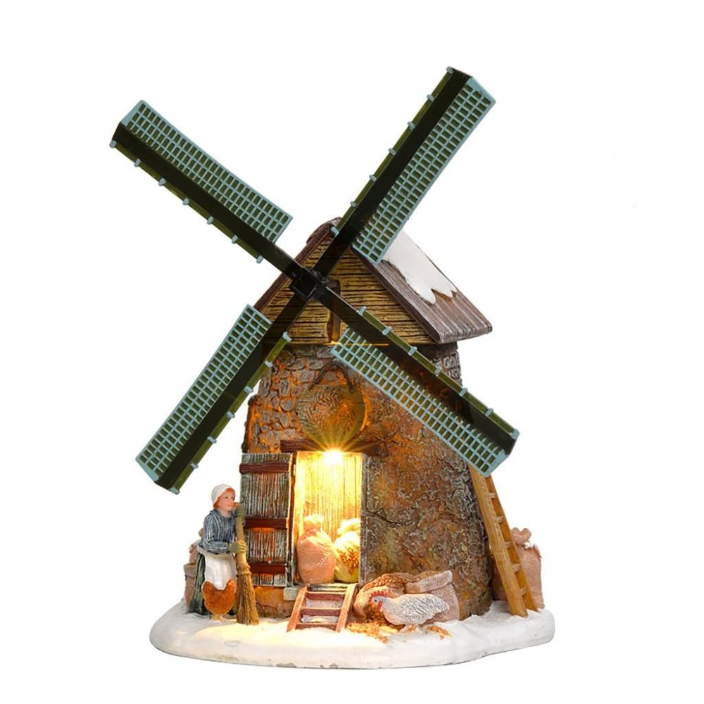 Luville 20cm Christmas Village Molendam Grain Mill (Adapter Included)