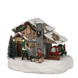 Luville 22cm Christmas Village Piste Hotel Scene - Battery Operated