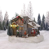 Luville 22cm Christmas Village Piste Hotel Scene - Battery Operated