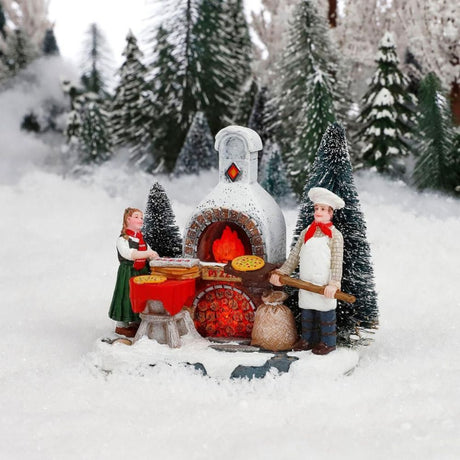 Luville 11cm Christmas Village Pizzeria Battery Operated