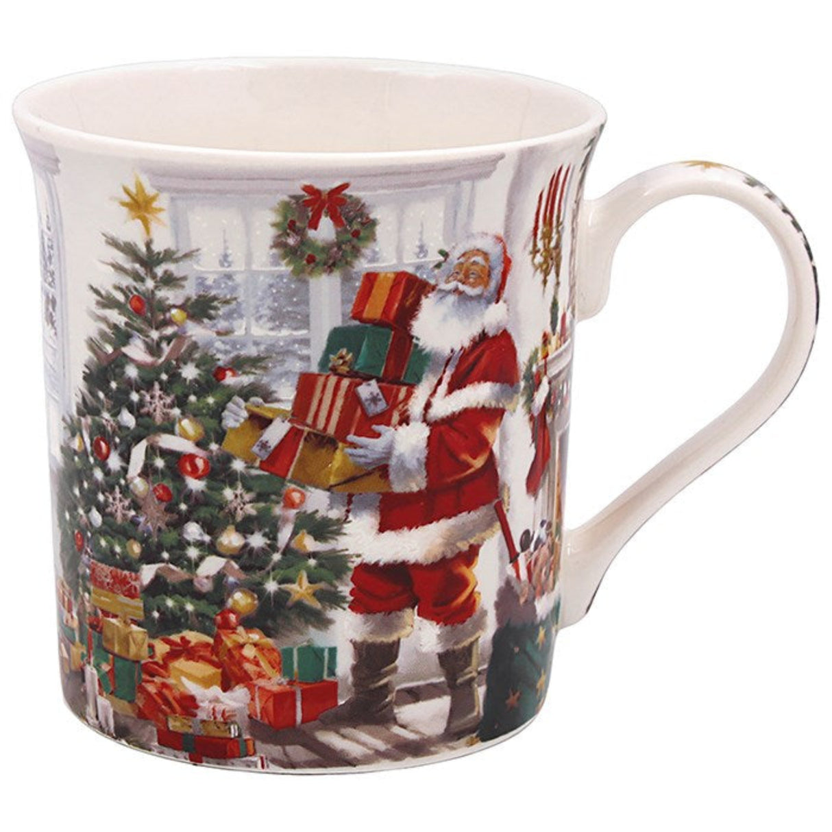 Macneil Traditional White Christmas Santa & Tree Mug