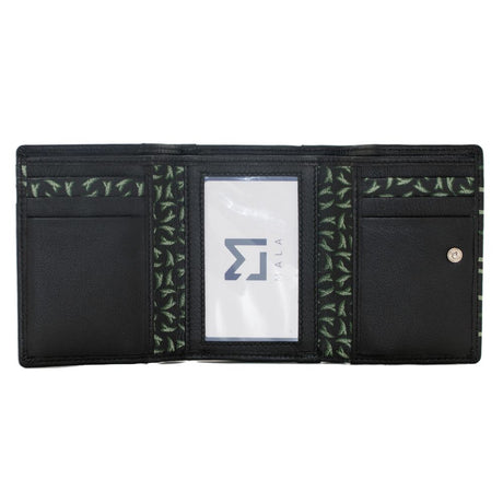 Mala Leather Aurora Tri fold Purse - Black